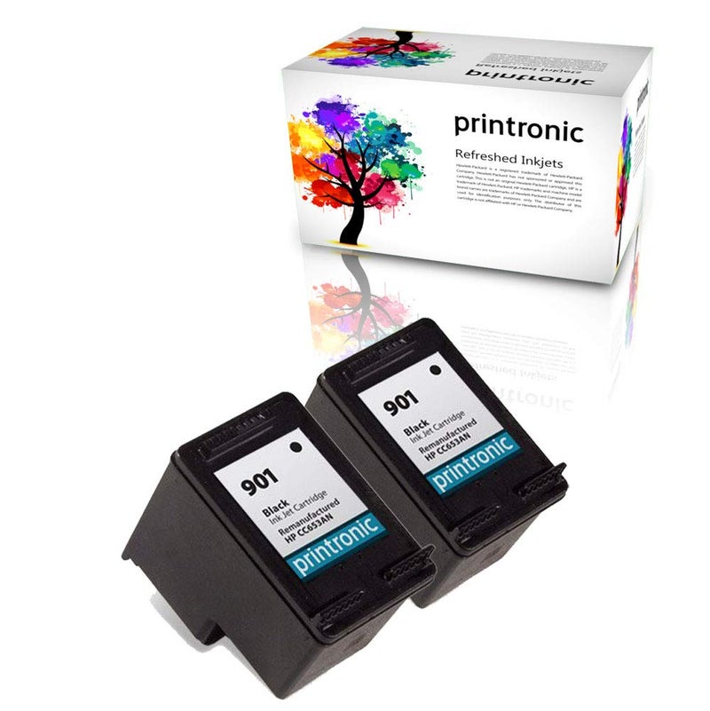 Printronic Remanufactured Ink Cartridge Replacement for HP 901 CC653AN (2 Black)